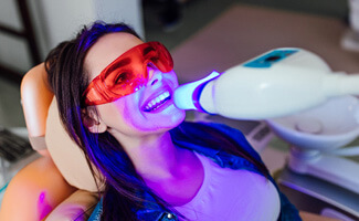 patient getting in office teeth whitening