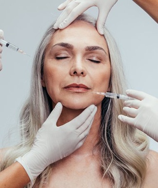 Patient receiving multiple dermal filler injections